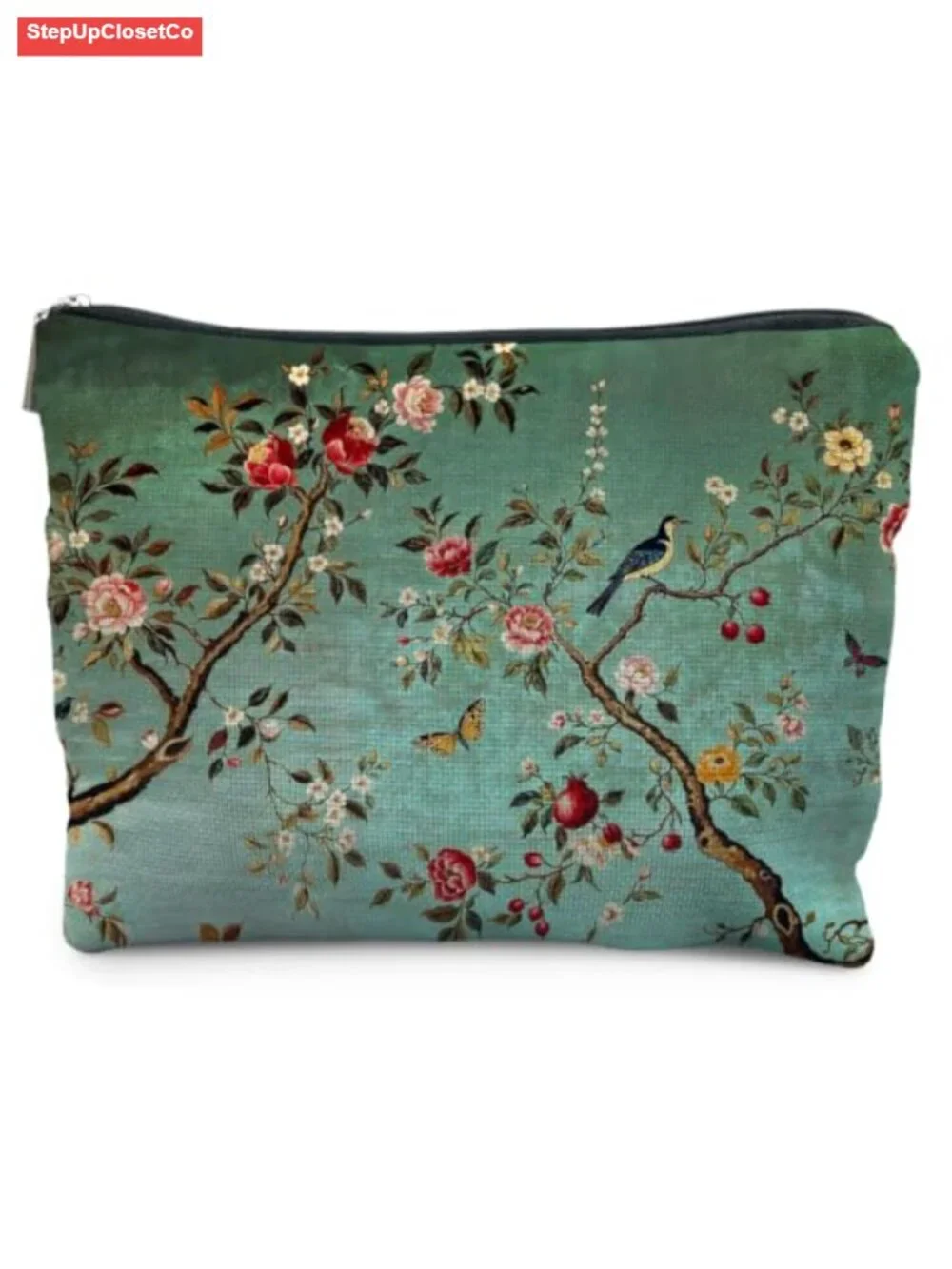 Vintage Linen Canvas Makeup Bag Pouch Toiletry Organizer Zipper Cosmetic Case
